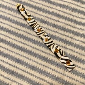 Kenneth Jay Lane KJL Zebra Enamel Gold Cuff Bracelet